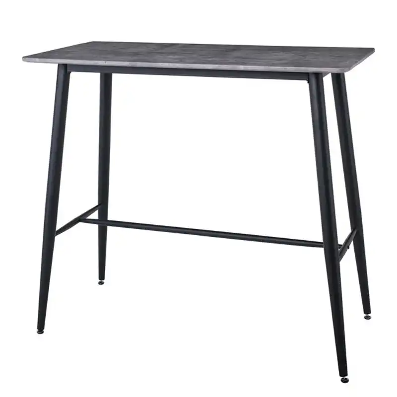 LAVIDA Τραπέζι BAR Μέταλλο Βαφή Μαύρο, Επιφάνεια Απόχρωση Cement 120Χ60Χ106Η